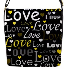 Yellow Love Pattern Flap Messenger Bag (s) by Valentinaart