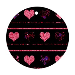 Pink Elegant Harts Pattern Round Ornament (two Sides)  by Valentinaart