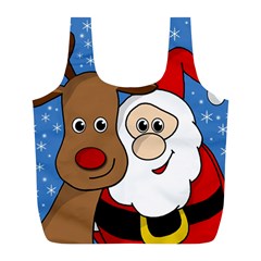 Christmas Selfie Full Print Recycle Bags (l)  by Valentinaart