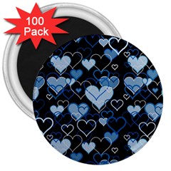 Blue Harts Pattern 3  Magnets (100 Pack) by Valentinaart