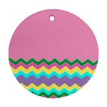 Easter Chevron Pattern Stripes Round Ornament (Two Sides) Front