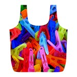 Clothespins Colorful Laundry Jam Pattern Full Print Recycle Bags (L)  Back