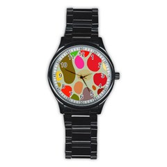 Pattern Design Abstract Shapes Stainless Steel Round Watch by Nexatart