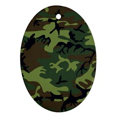 Camouflage Green Brown Black Oval Ornament (two Sides) by Nexatart