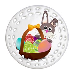 Easter Bunny Eggs Nest Basket Ornament (round Filigree) by Nexatart