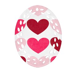 Valentine S Day Hearts Ornament (oval Filigree) by Nexatart