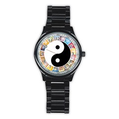 Yin Yang Eastern Asian Philosophy Stainless Steel Round Watch by Nexatart