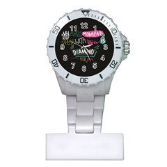 My Every Moment Spent With You Is Diamond To Me / Diamonds Hearts Lips Pattern (black) Plastic Nurses Watch by FashionFling