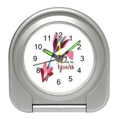 My Heart Points To Yours / Pink And Blue Cupid s Arrows (white) Travel Alarm Clocks by FashionFling
