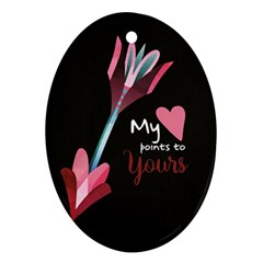 My Heart Points To Yours / Pink And Blue Cupid s Arrows (black) Ornament (oval) by FashionFling