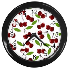 Cherry Pattern Wall Clocks (black) by Valentinaart