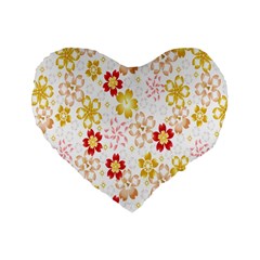Flower Arrangements Season Rose Gold Standard 16  Premium Flano Heart Shape Cushions by Alisyart