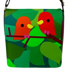 Animals Birds Red Orange Green Leaf Tree Flap Messenger Bag (s) by Alisyart