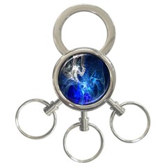 Ghost Fractal Texture Skull Ghostly White Blue Light Abstract 3-ring Key Chains by Simbadda