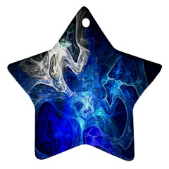 Ghost Fractal Texture Skull Ghostly White Blue Light Abstract Star Ornament (two Sides) by Simbadda