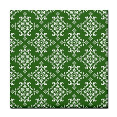 St Patrick S Day Damask Vintage Green Background Pattern Face Towel by Simbadda