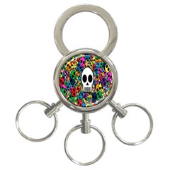 Skull Background Bright Multi Colored 3-ring Key Chains by Simbadda