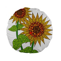 Sunflowers Flower Bloom Nature Standard 15  Premium Round Cushions by Simbadda