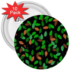 Leaves True Leaves Autumn Green 3  Buttons (10 Pack)  by Simbadda