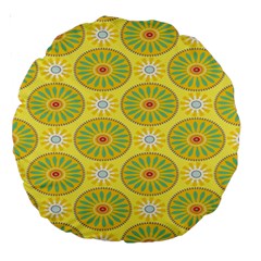 Sunflower Floral Yellow Blue Circle Large 18  Premium Round Cushions by Alisyart