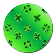 Shamrock Green Pattern Design Round Mousepads by Simbadda