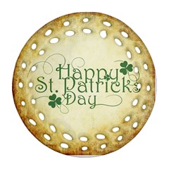 Irish St Patrick S Day Ireland Round Filigree Ornament (two Sides) by Simbadda