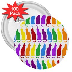 Rainbow Colorful Cats Wallpaper Pattern 3  Buttons (100 Pack)  by Simbadda