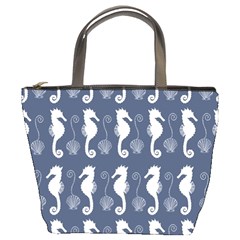 Seahorse And Shell Pattern Bucket Bags by Simbadda