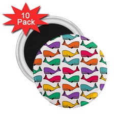 Small Rainbow Whales 2 25  Magnets (10 Pack)  by Simbadda