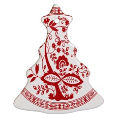 Red Vintage Floral Flowers Decorative Pattern Christmas Tree Ornament (two Sides) by Simbadda