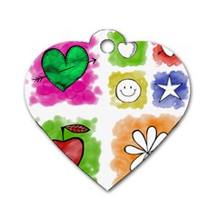 A Set Of Watercolour Icons Dog Tag Heart (two Sides) by Amaryn4rt