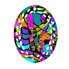 Abstract Art Squiggly Loops Multicolored Oval Filigree Ornament (two Sides) by EDDArt