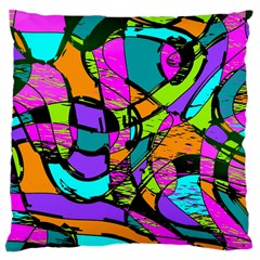 Abstract Art Squiggly Loops Multicolored Large Cushion Case (one Side) by EDDArt