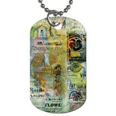 Old Newspaper And Gold Acryl Painting Collage Dog Tag (one Side) by EDDArt