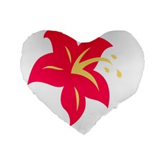 Flower Floral Lily Blossom Red Yellow Standard 16  Premium Flano Heart Shape Cushions by Alisyart