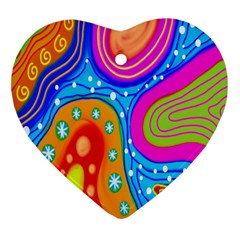 Hand Painted Digital Doodle Abstract Pattern Heart Ornament (two Sides) by Simbadda