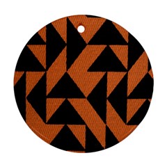 Brown Triangles Background Ornament (round) by Simbadda