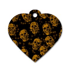 Sparkling Glitter Skulls Golden Dog Tag Heart (two Sides) by ImpressiveMoments