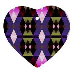 Geometric Abstract Background Art Heart Ornament (two Sides) by Simbadda