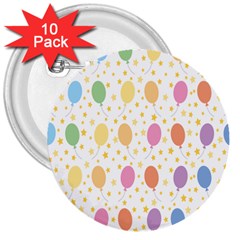 Balloon Star Rainbow 3  Buttons (10 Pack)  by Mariart