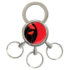 Flower Floral Red Black Sakura Line 3-ring Key Chains by Mariart