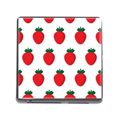 Fruit Strawberries Red Green Memory Card Reader (square) by Mariart