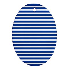 Horizontal Stripes Dark Blue Ornament (oval) by Mariart
