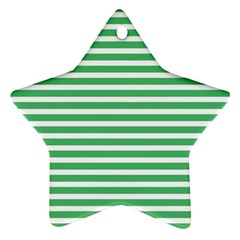 Horizontal Stripes Green Star Ornament (two Sides) by Mariart