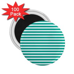 Horizontal Stripes Green Teal 2 25  Magnets (100 Pack)  by Mariart