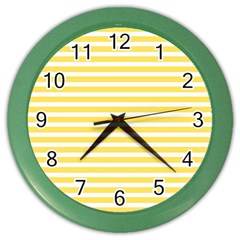 Horizontal Stripes Yellow Color Wall Clocks by Mariart