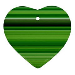 Horizontal Stripes Line Green Heart Ornament (two Sides) by Mariart