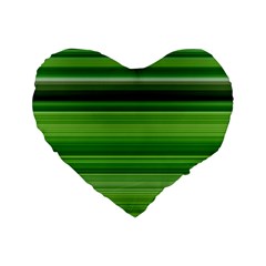 Horizontal Stripes Line Green Standard 16  Premium Flano Heart Shape Cushions by Mariart