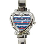 Martini Style Racing Tape Blue Red White Heart Italian Charm Watch Front