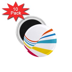 Line Rainbow Orange Blue Yellow Red Pink White Wave Waves 1 75  Magnets (10 Pack)  by Mariart